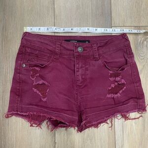 Harper Women’s Burgundy Distressed Shorts